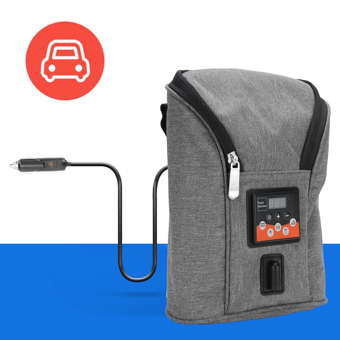 Portable Car Baby Bottle Warmer with Adjustable Temperature Control, Rapid Heating, Bottle Storage Bag, for DC12V Vehicles, Multi Purpose Baby Bottle Warmer Bag, 3.8L Capacity,