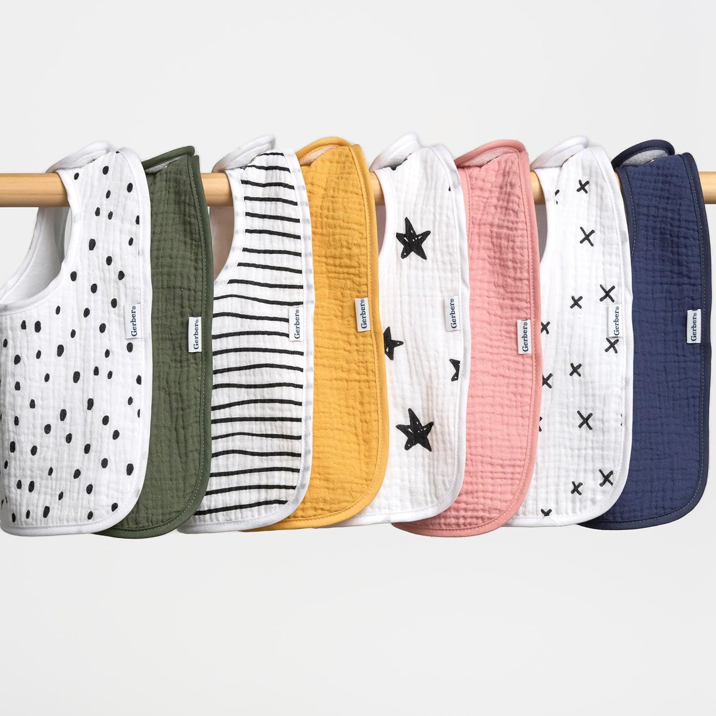 Gerber Unisex Baby Muslin 8 Pack Drooling Bibs