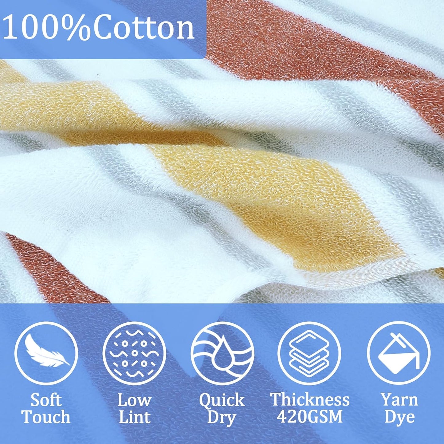 VOOVA & MOVAS Kids Hooded Poncho Towels (4-8Years,27.5"x27.5"),100% Cotton Soft Absorbent Towel for Boys,Perfect for Bathroom | Pool | Beach | Swimming, Jacquard Stripe