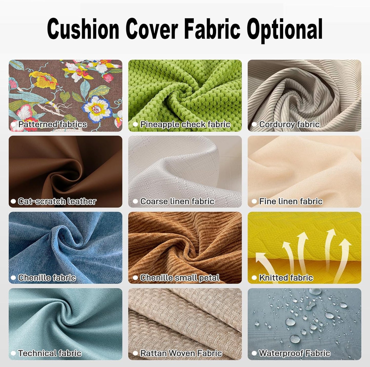 LUXUCURE Custom Bench Cushion for Indoor & Outdoor Furniture, Window Seat Cushion, Custom‑Made Rectangle/Irregularly Shaped Cushions, High-Resilience Foam Replacement Cushions with Removable Cover