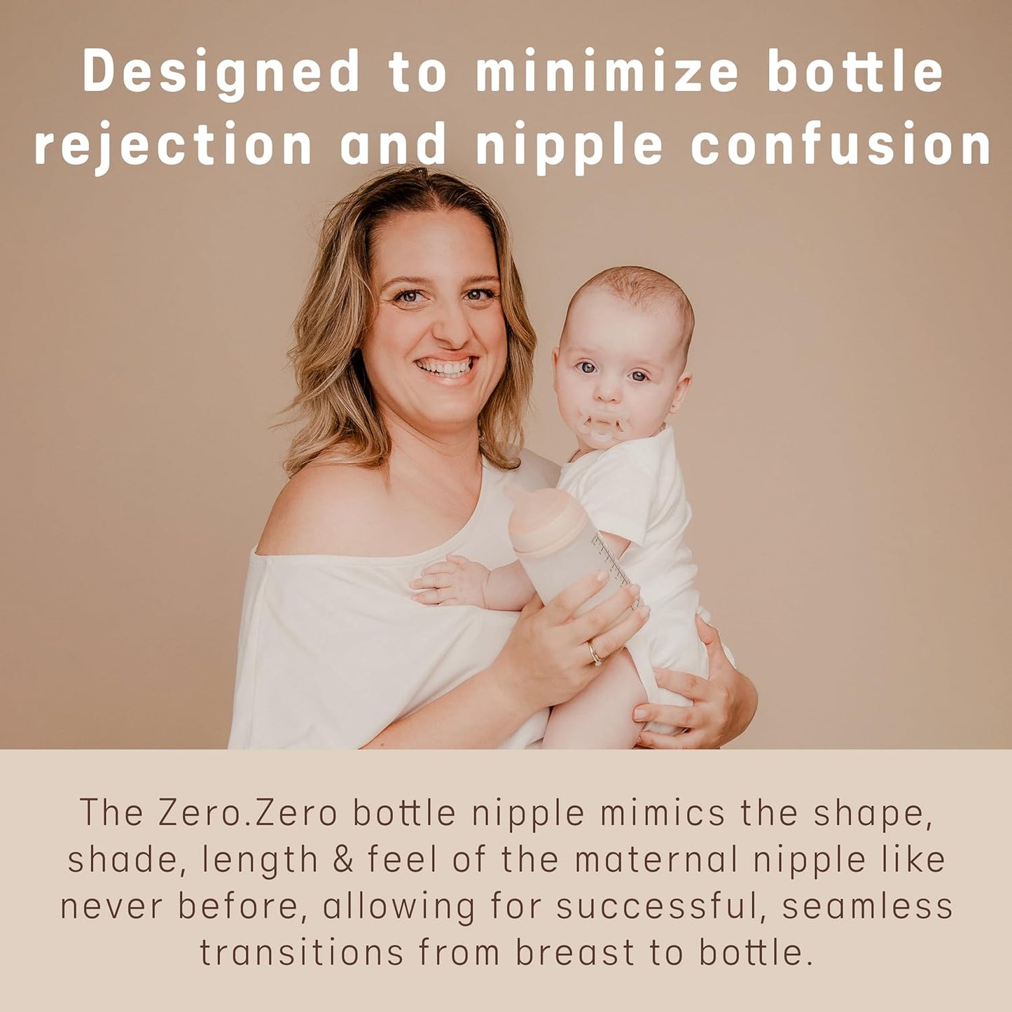 Suavinex Zero.Zero Medium Flow Asymmetrical Silicone Nipple, 2 Pack (3m+), Light