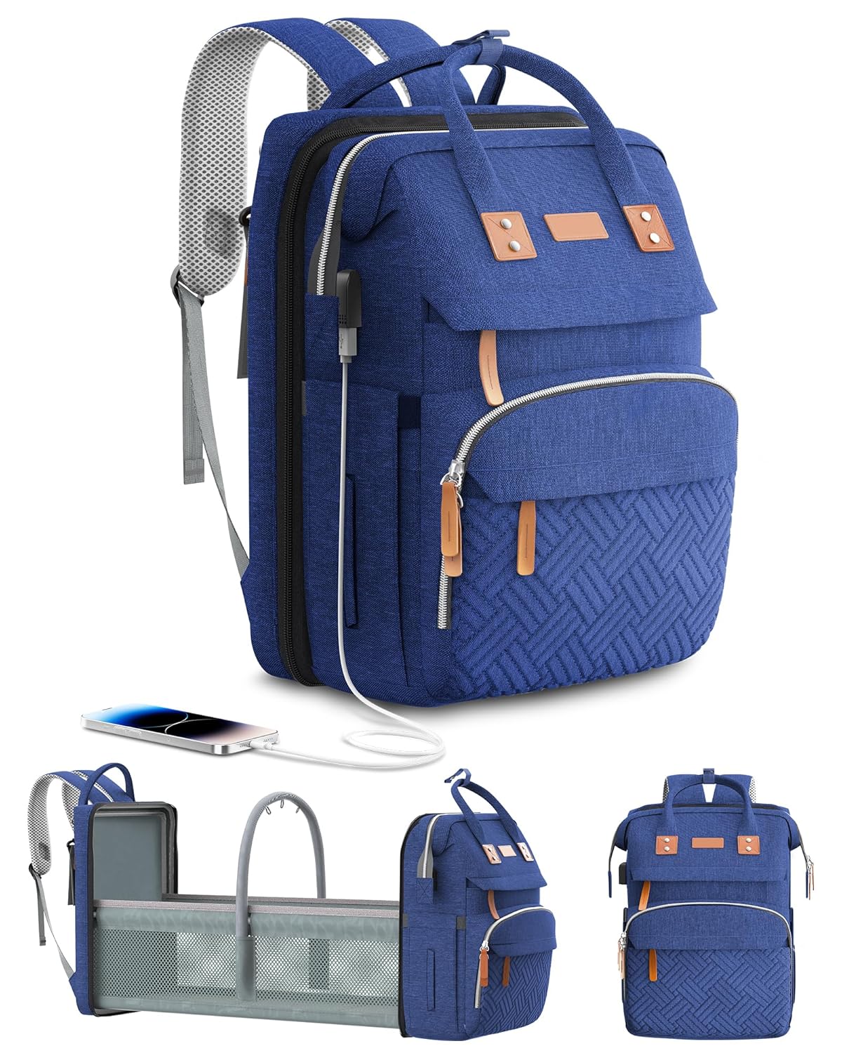 Diaper Bag Backpack, Large Diaper Bag, Multifunctional Diaper Bag, Baby Bag, Navy Blue