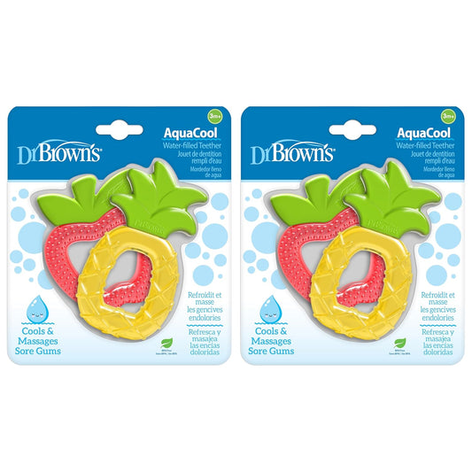 Dr. Brown's AquaCool Water-Filled Baby Teether, Cools & Massages Sore Gums, BPA Free, Pineapple and Apple, 4 Pack, 3m+