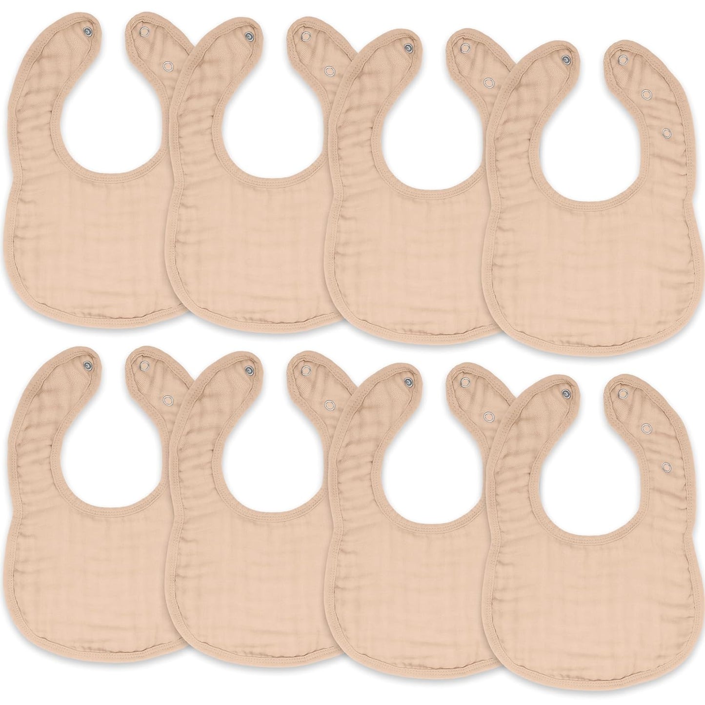 Comfy Cubs Muslin Bibs for Babies, Pack of 8 - Soft and Highly Absorbent, Feeding, Drool and Teething Bib, Adjustable Snaps - Stylish & Colorful Unisex Designs, Giftable Set - Blush