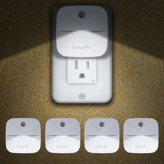 LED Night Lights Plug into Wall with Smart Dusk-to-Dawn Sensor, Automatically Turn on and Off,Night Light for Kids,Bedroom,Bathroom,Stairs,White, 4 Packs