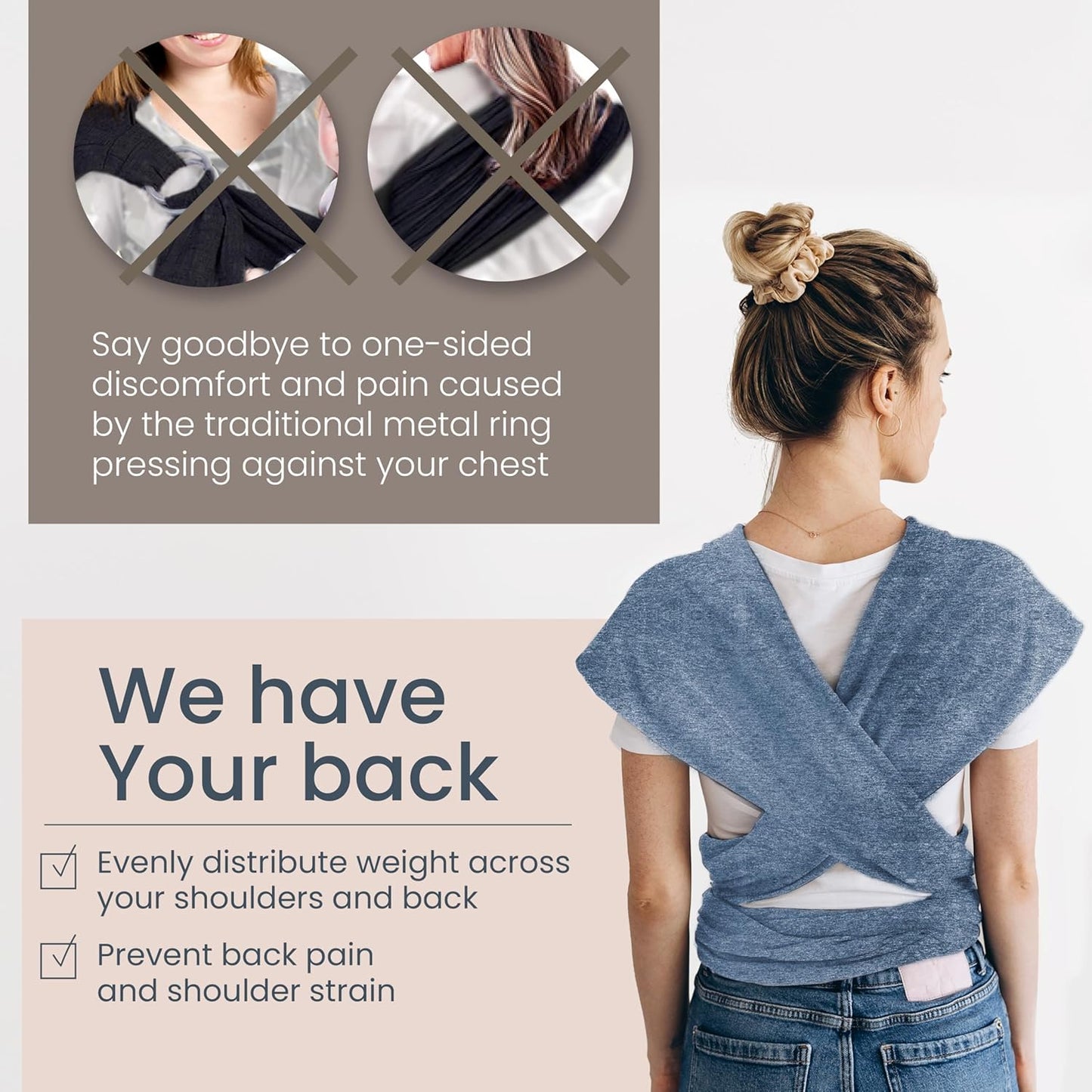 Baby Wrap Carrier - Premium Cotton Baby Carrier Wrap for Newborn to Toddler- Infant Carrier- Baby Holder One Size Fits All with Front Pocket (Grey) by Max&so