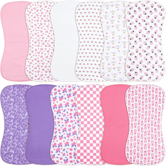 Baby Burp Cloths &Baby B.ibs 2-in-1 Design 3 Layers Thicken Cotton Absorbent and Soft Spit Up Burping Rags Set for Newborn (Multicolor-02)
