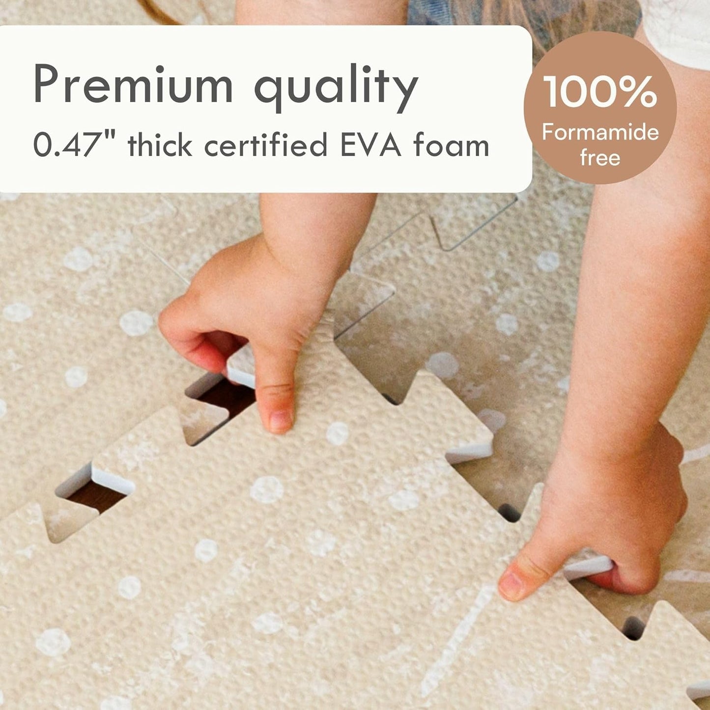 Lillefolk Baby Play Mat for Floor – 6x8ft Beige | Soft Non Toxic Premium EVA Foam Tiles for Tummy Time, Crawling & Playroom – Waterproof Interlocking Floor Mat for Babies & Toddlers (12 Tiles)