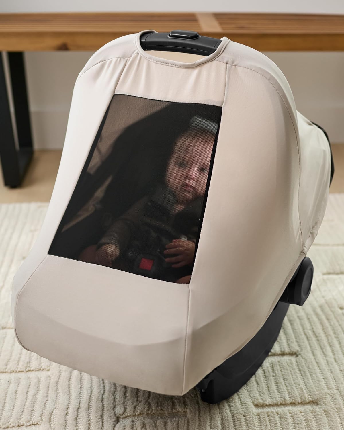 Skip Hop All Seasons Baby Car Seat Cover 4 in 1 Universal Fit with UPF40+ Sunshade and Water Resistant Fabric Oat