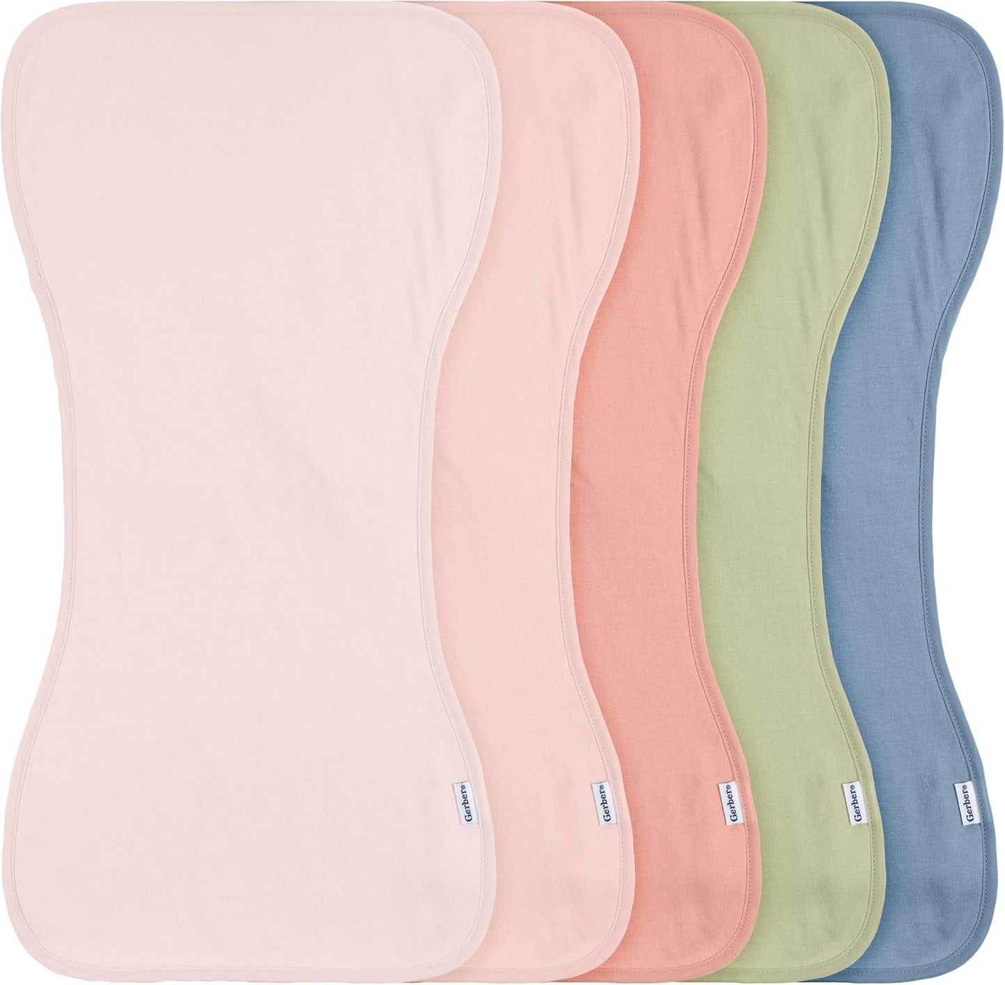 Gerber Baby Unisex Burp Cloths 5-Pack, Pink Blue, Size 10.5" x 21"