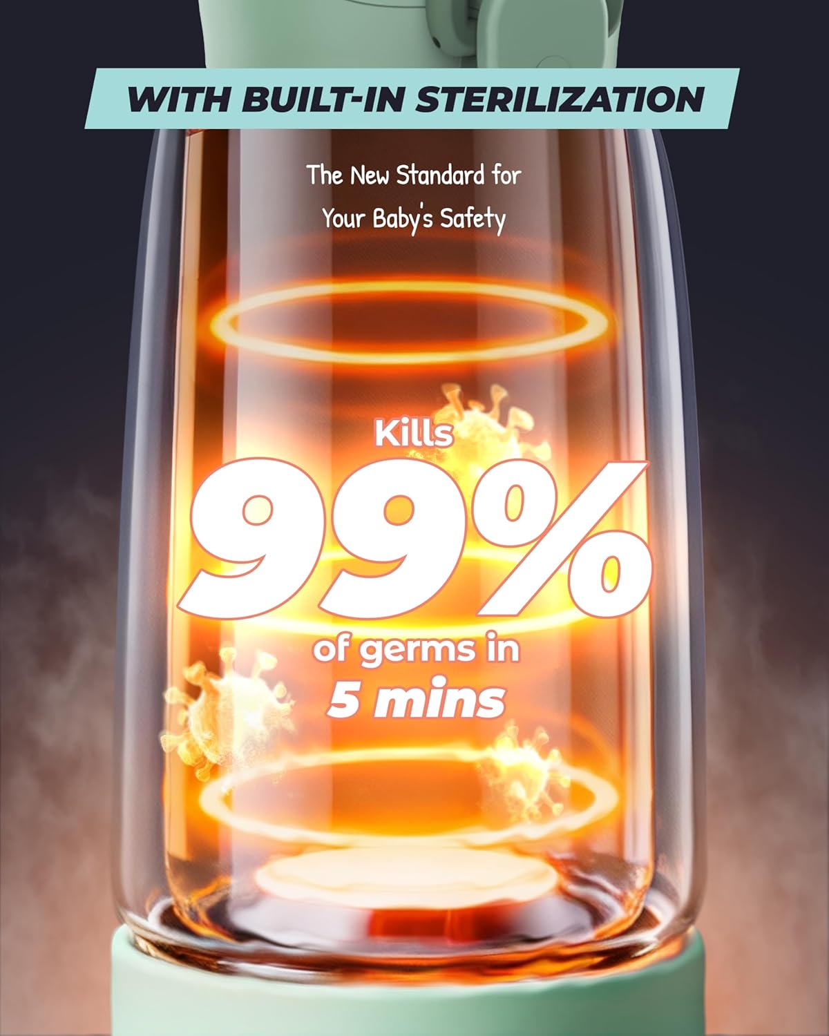 Upgraded Portable Bottle Warmer for Travel with Self-Clean Function, Precise Temp Control & 8 Feeds per Charge, 16oz Bottle Warmer On-The-Go Parents, 100W Fast Heating for Breast Milk & Formula