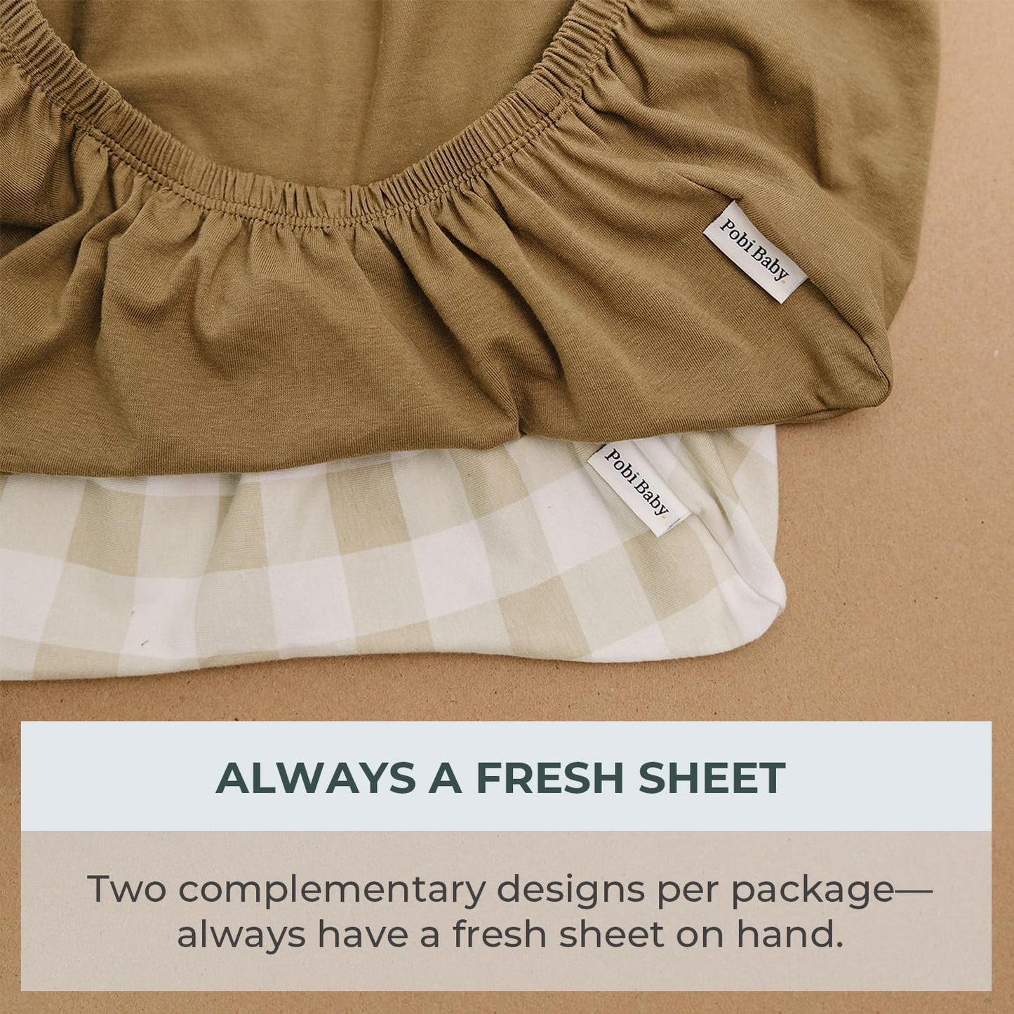 Pobibaby – 2 Pack Crib Sheets for Boys, Premium Fitted Baby Boy Crib Sheets for Standard Crib Mattress – Ultra-Soft Jersey Knit, Safe and Snug, Stylish Design (Gingham Khaki)