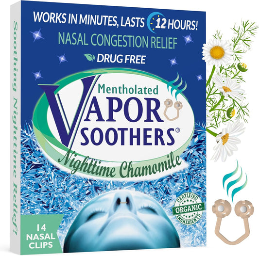 Nasal Dilator Clips, Instant Nasal Congestion Relief, Nighttime Chamomile, 14 Count, Drug-Free