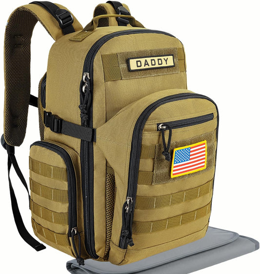 SHARKMOUTH Military Diaper Bag for Dad: Tactical Baby Backpack with Insulated Changing Pad for Outdoor Dads - MOLLE Webbing & 900D Polyester for Camping Hiking Travel