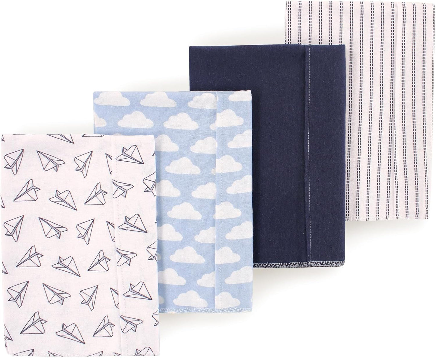 Luvable Friends Hudson Baby Flannel Burp Cloths 4pk, Aviator Plane