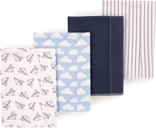 Luvable Friends Hudson Baby Flannel Burp Cloths 4pk, Aviator Plane
