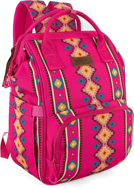 Wrangler Aztec Backpack Organized Daypack Travel Baby Bag with Stroller Strap and Side Bottle Pockets WG2204-9110HPK