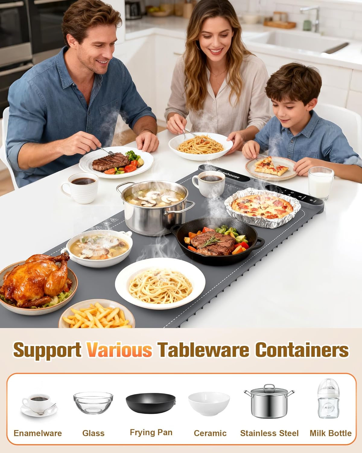 Potahouse® Food Warming Mat Extra Large 31"x15" 430W,Electric Warming Tray with 7 Temp 8 Timer Settings,Rollable & Portable Food Warmer for Parties,Buffet,Home and Travel Use