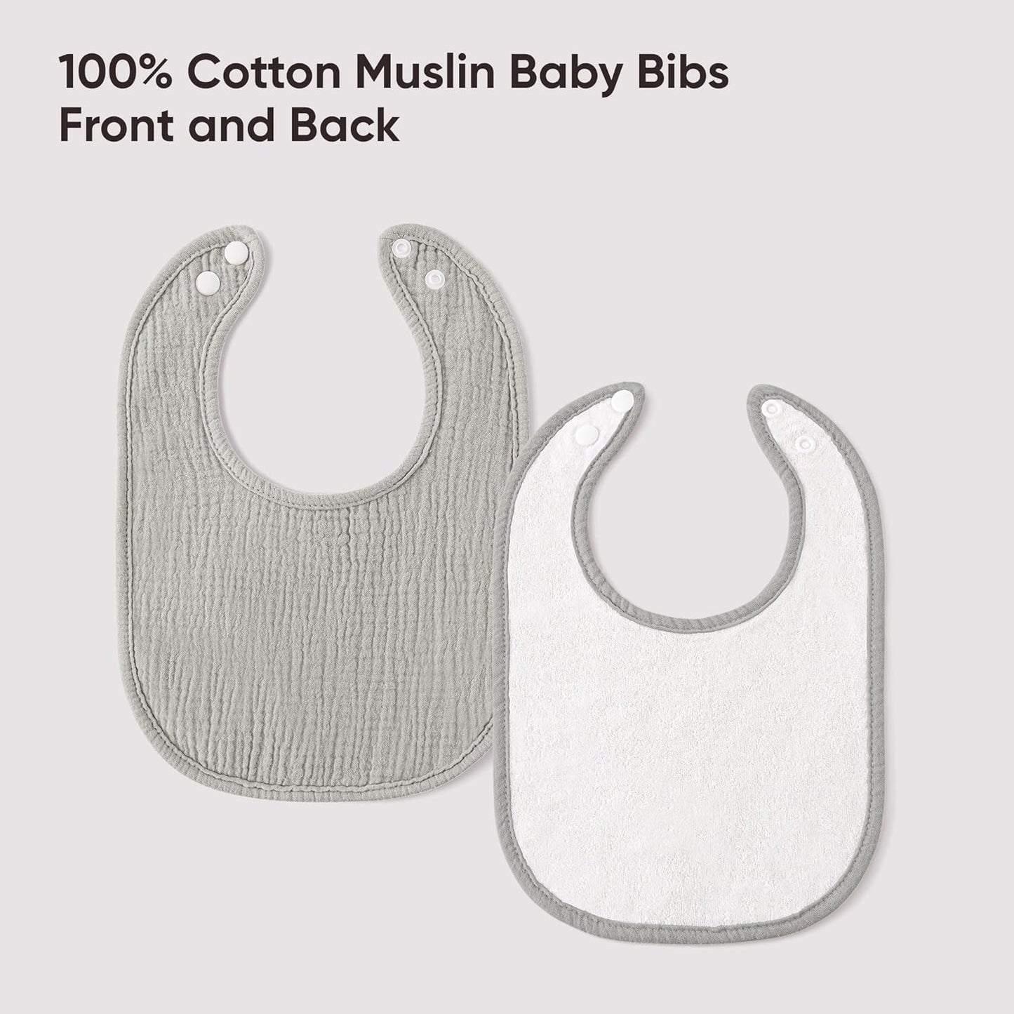 Bearmoss Muslin Baby Drooling Bibs 8 Pack, 100% Cotton Square Adjustable Bandana Bibs Gift for Baby Girls Boys Teething Drool