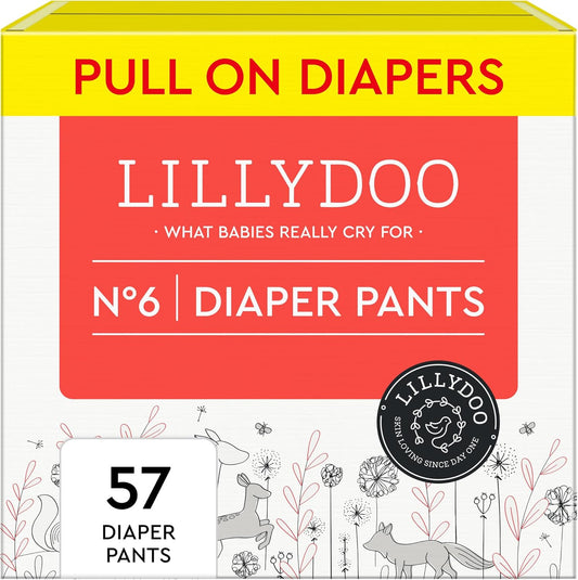 Diaper Pants Toddlers - Size 6 (33+ lbs), Half-Monthly Supply (55 Count), Skin-Friendly, Ultrasoft, Chlorine-Free, Snug Fit & Absorbent Pull On Diapers