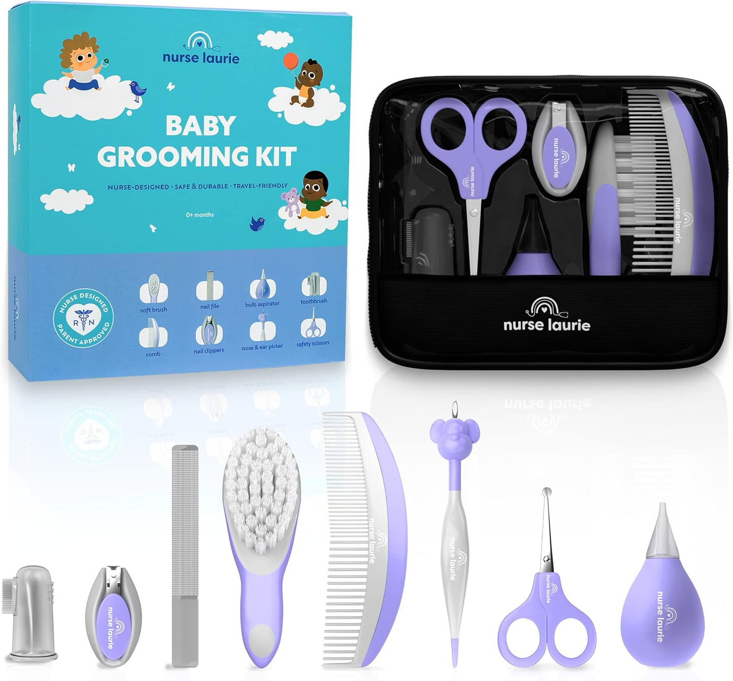 Store Baby Grooming Kit - Newborn Girl & Boy Infant Care - First Aid, Bath, Cradle Cap, Hygiene, Hair, Nail, Safety & Healthcare Essentials - Designed by a Pediatric Nurse & Mom