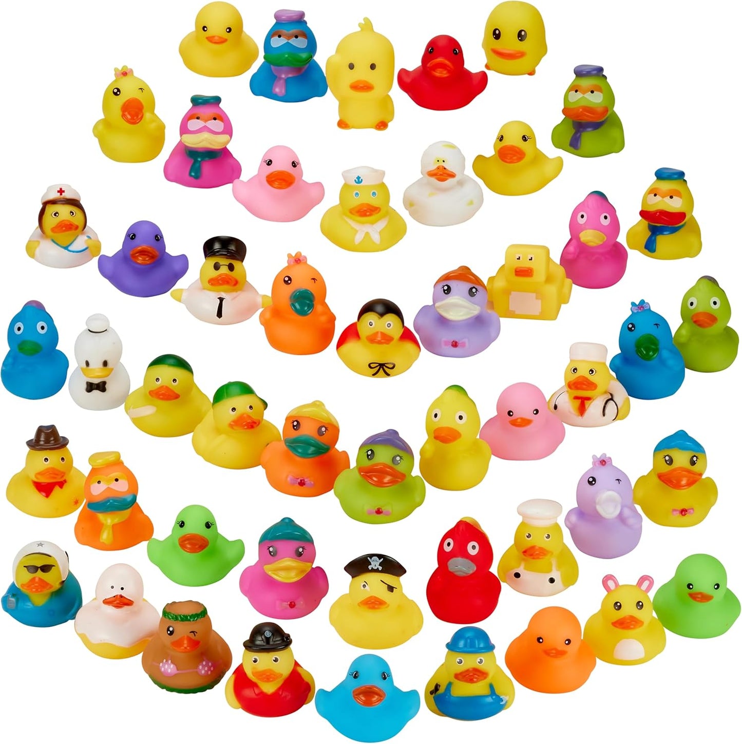 Rubber Duck Toy Duckies for Kids - 50 Pack - Sensory Play, Stress Relief, Stocking Stuffers, Bath Birthday Gifts Baby Showers Classroom Incentives, Summer Beach and Pool Activity - Style 2