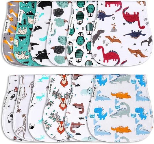 Baby Burp Cloths & Baby Bibs 2-in-1 Design Large Size 3 Layers Thicken Cotton Super Absorbent and Soft Baby Spit Up Burping Rags Baby Burp Cloth Set for Boys and Girls Solid 12 Pack