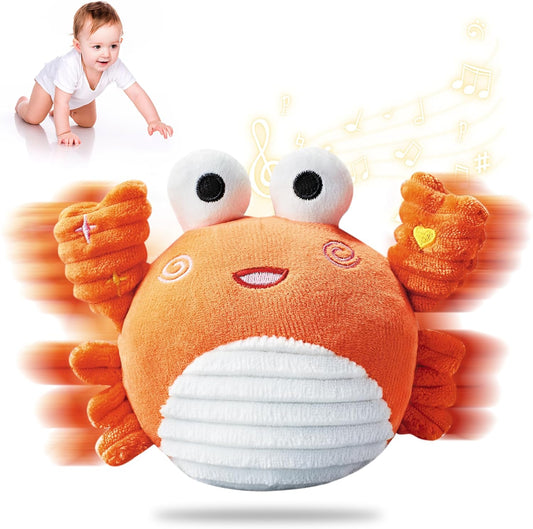 Dancing Crab Baby Toy - Musical Crawling Crab with Talking & Bouncing, Ultra-Soft Plush Infant Sensory Toy for Newborn 0-3, 3-6, 6-12 Months, Toddlers Tummy Time Gifts
