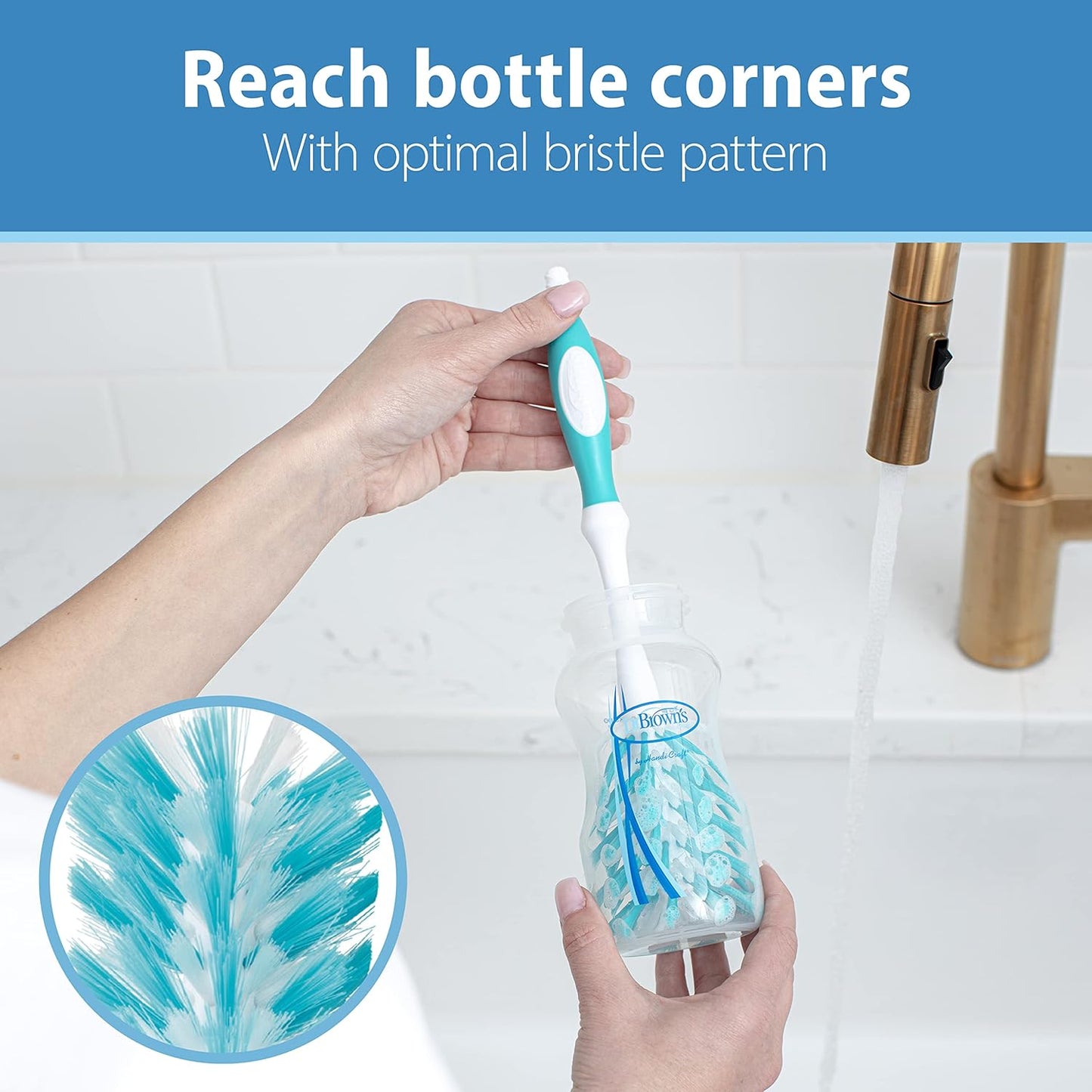 Dr. Brown's Deluxe Bottle Brush, Cleaning Brush for Baby Bottles, Nipples, and Sippy Cups with Suction Cup Stand & Bonus Brush, BPA Free (Pack of 12)