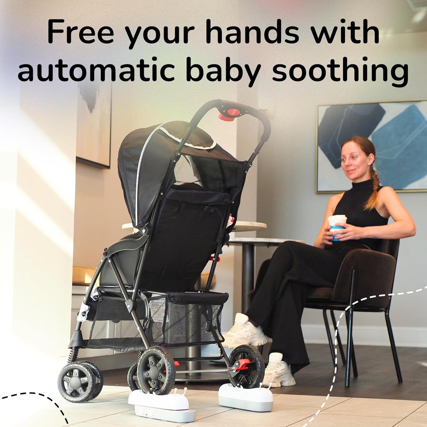 Intelligent Rocker Accessory for Baby Stroller - Automatic Soother for Peaceful Sleep - Type-C Rechargeable Cradle Roller with Adjustable Speed, Remote and Timer- Stroller Rocker & Bouncer-SwaySo