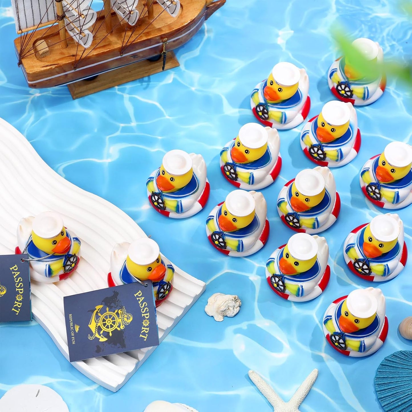 Jerify 24 Packs Cruise Ships Rubber Ducks 2 Inch Nautical Rubber Cruise Ducks Bulk Sailing Ship Toy for Carnival Party Gift Classroom Incentives Bath Tube Pool Toy