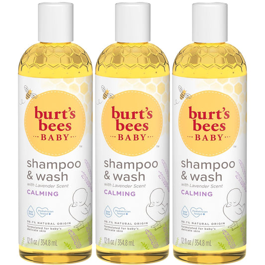 Burt's Bees Baby Shampoo & Wash, Lavender, Calming Tear Free Baby Soap,12 Fl Oz (Pack of 3)