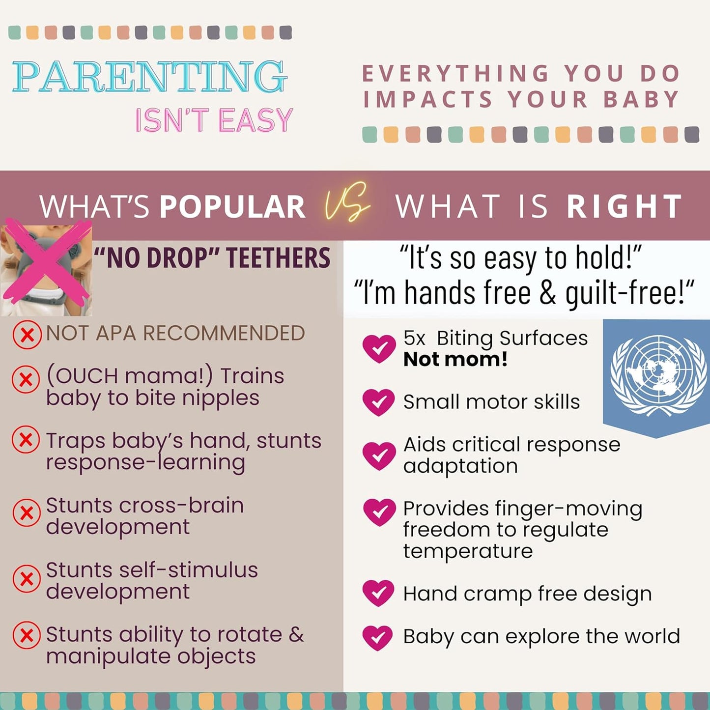 Teethers for Babies 6-12 Months - Baby Elefun 5x Pain Relief Toddler Teether. No More Ouch for Mom Anti Bite Trainer. Nurtures Grasping, Passing, Hand Eye Coordination. Silicone Baby Teething Toy Ring