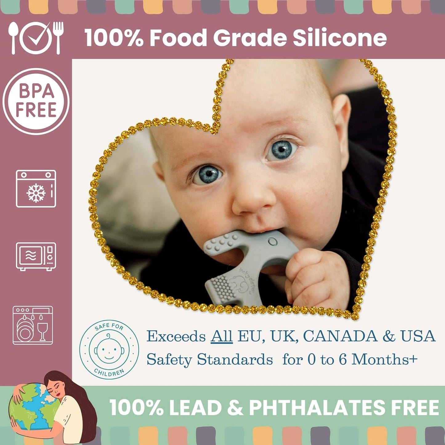 Baby Elefun 5X Pain Relief Smart Teether - Zero Developmental Delay Silicone Teething Toy Ring for Babies 0 to 6 Months - Cute Infant Shower Gift