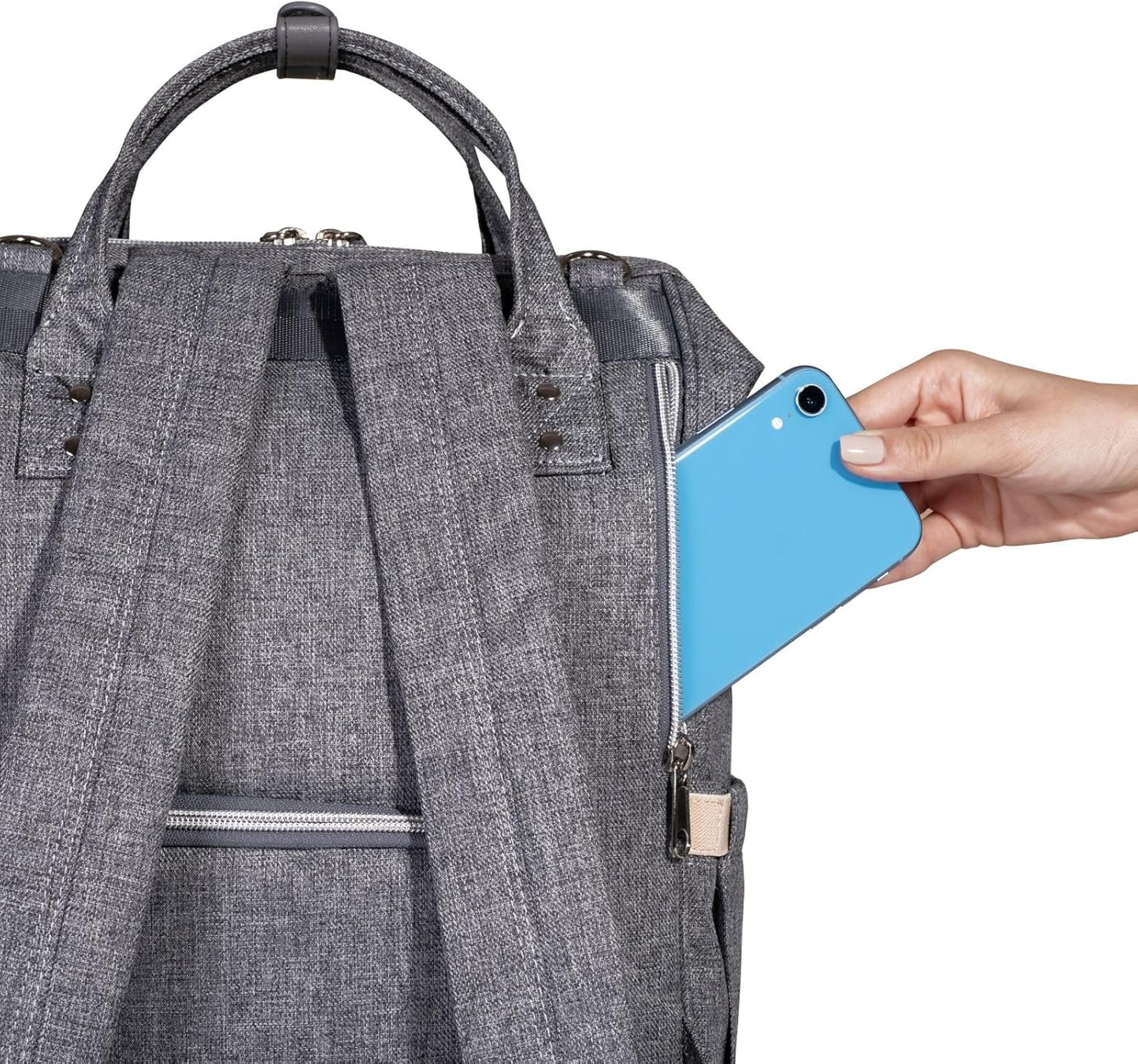 SUNVENO Diaper Bag Backpack Large Capacity Baby-Bag with Changing Pad & Stroller Clips Diaper-Backpack Travel Essentials Nappy Bag Organizer for Baby Care with USB Charging Port, Grey