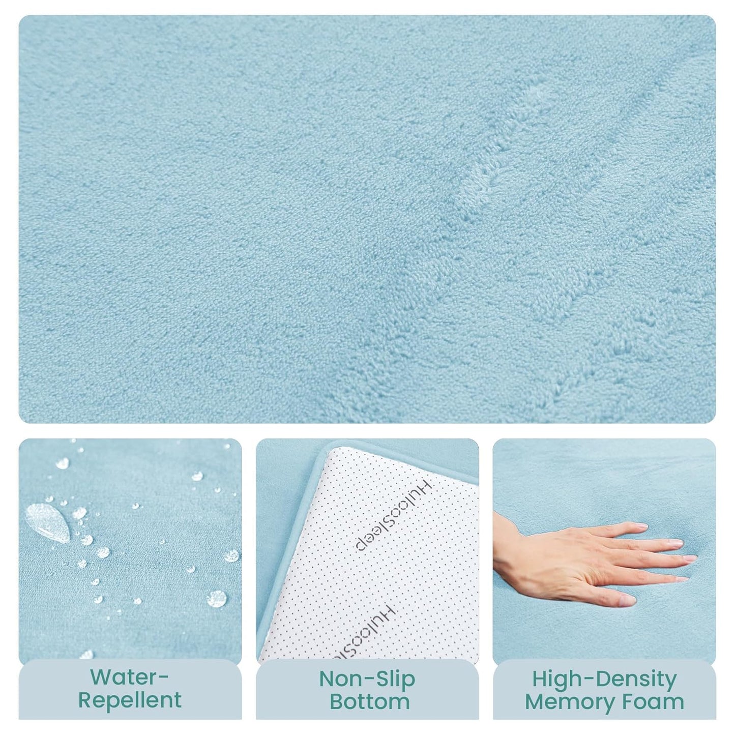 Baby Play Mat for Floor,1.3" Thick Elasti-Foam 50"×74" Playpen Mat for Tummy Time,Water Repellent Soft Coral Velvet for Toddler,Infant,Kids,Non-Slip Backing Safe for Crawling(Light Blue)