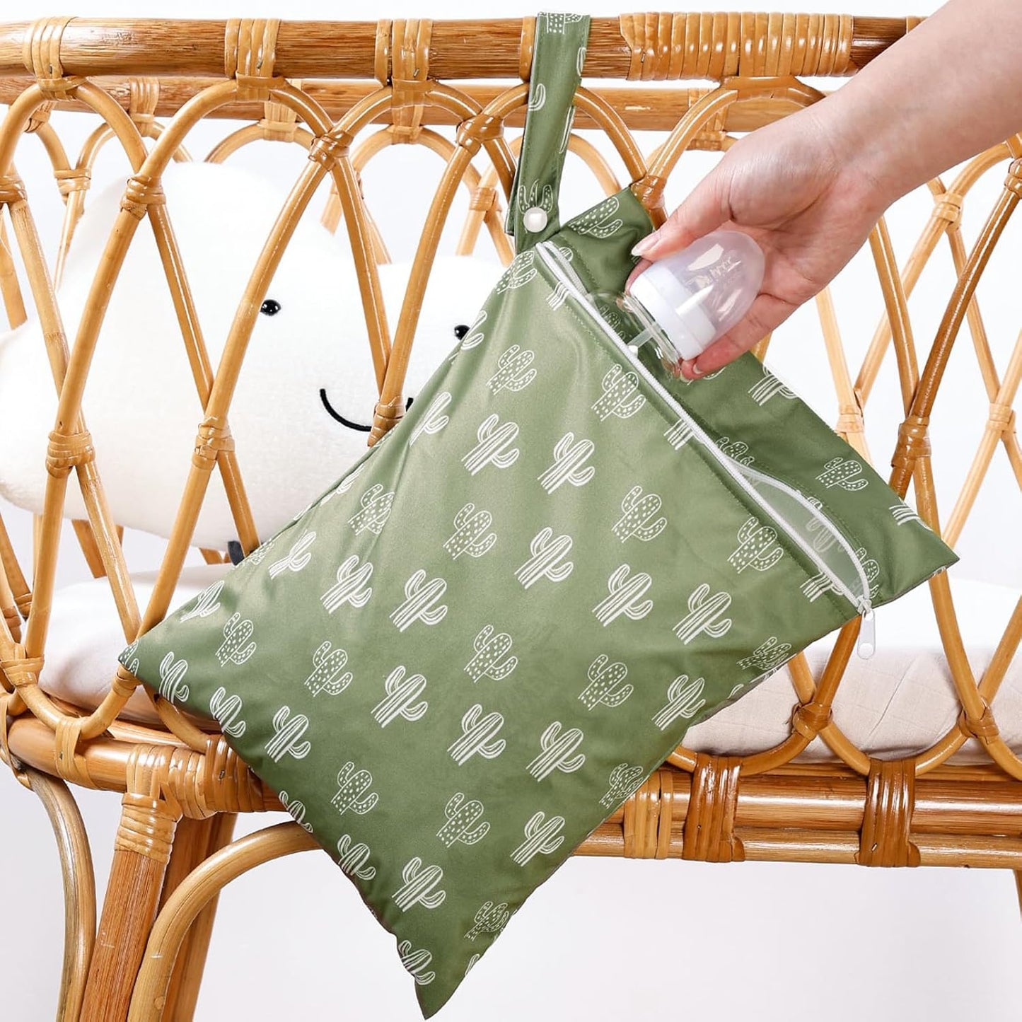 HappyFlute 2pcs Waterproof Bag Set - Cactus & Animal Pattern Wet/Dry Bag for Towels, Diapers, Swim, Beach, Gym - 10.2x14.4 inches
