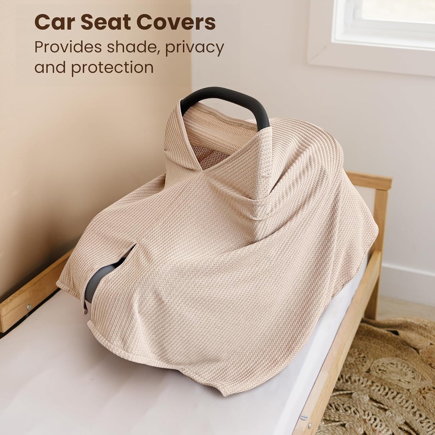 Konssy Nursing Cover for Breastfeeding, Soft & Breathable Privacy Poncho, Multi-Use Feeding Shawl, Comfortable & Portable Breastfeeding Cover for Women (Beige)