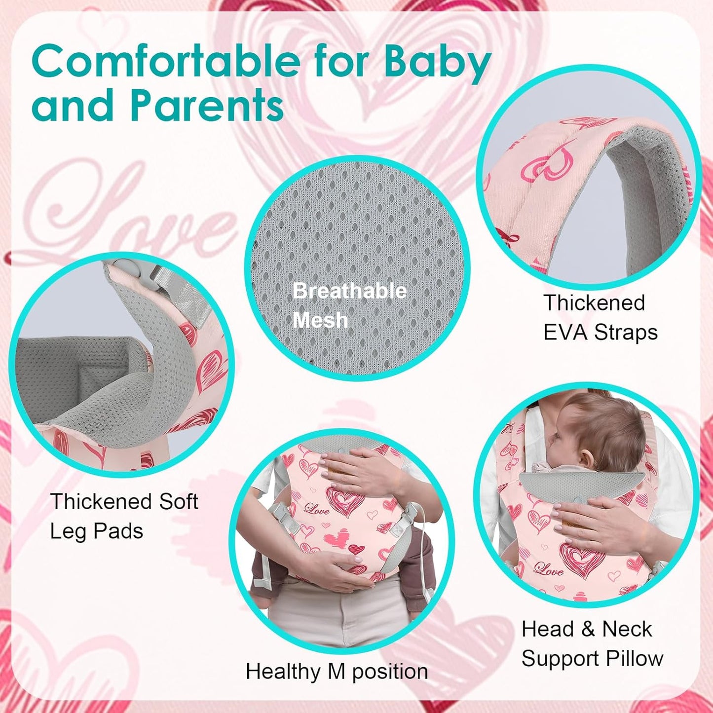 Baby Carrier, Ergonomic Adjustable Toddler Carriers for 7-33 Lbs, Cozy Lightweight Infant Carrier with Neck Support, Baby Chest Carriers with Lumbar Support for Parents (3-36 Months)