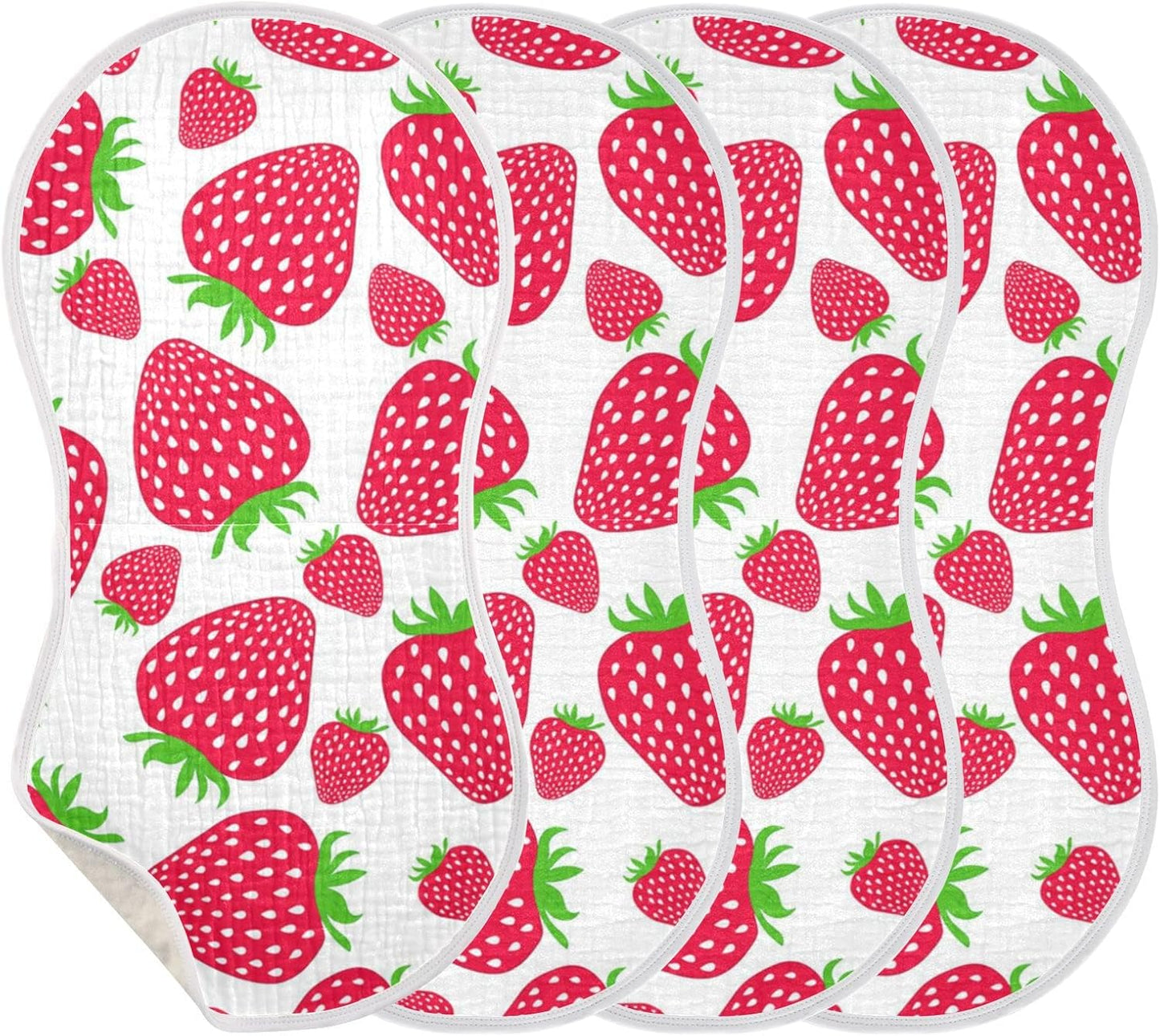 Muslin Baby Burp Cloths Set of 1, Soft Absorbent Cute Strawberry Muslin Washcloths, Bibs, Face Towel for Newborn Boys Girls, 22 x 11 Inch