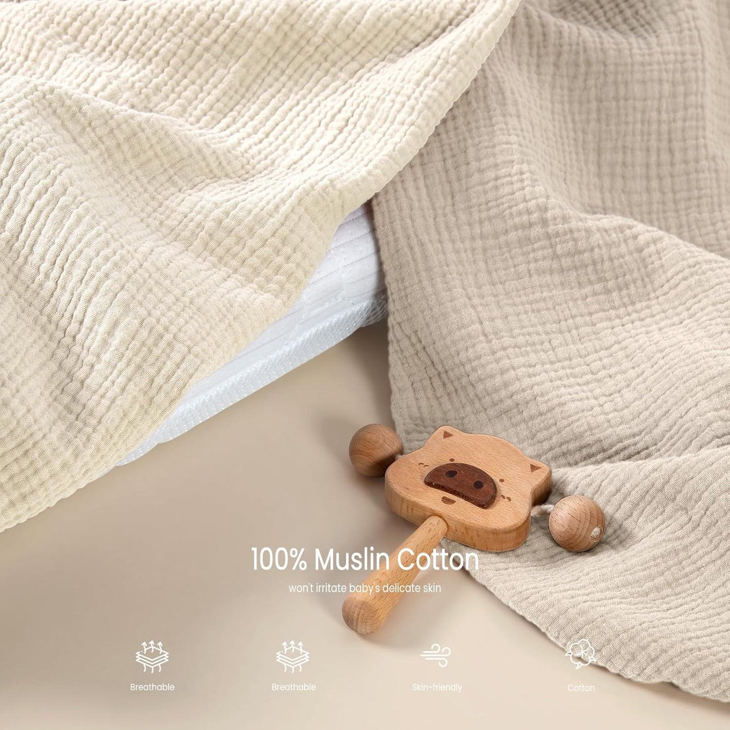 lulumoon Muslin Bassinet Sheets for Baby: Soft Bedside Sleeper Bassinet Fitted Sheets for Boys and Girls