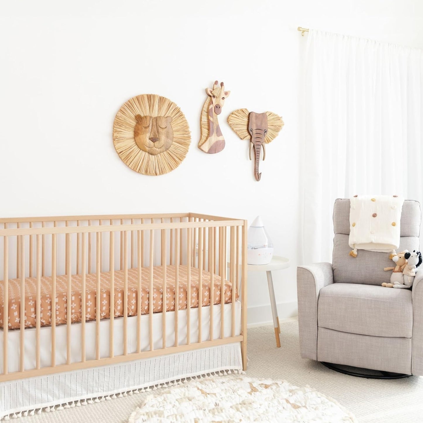 Crane Baby Handmade Wooden Safari Wall Decor, Wood Animal Wall Art for Nursery and Gender Neutral Safari Room Decor, Giraffe, 21" x 8"