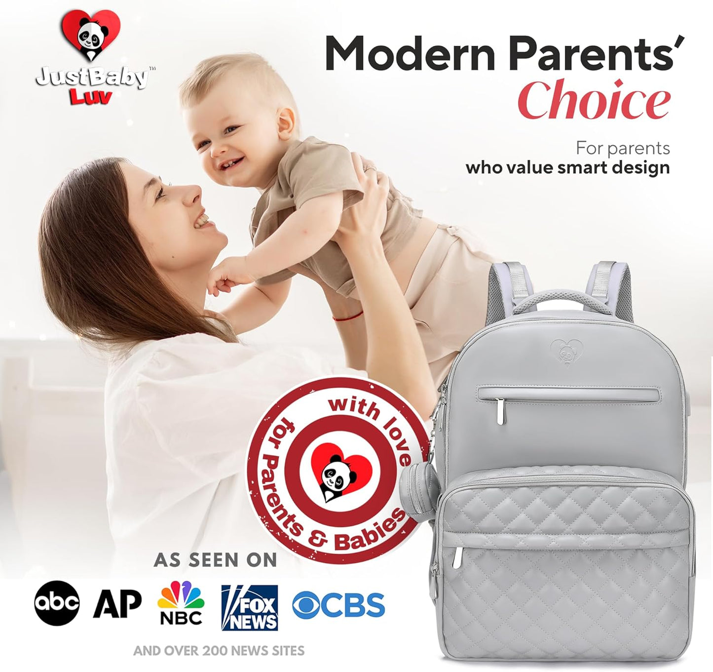 Award-Winning Premium Leather Diaper Bag Backpack – Stylish, Durable, Waterproof Vegan Leather with PEVA Changing Pad & Baby Headrest, Travel-Friendly, Organized for Busy Parents