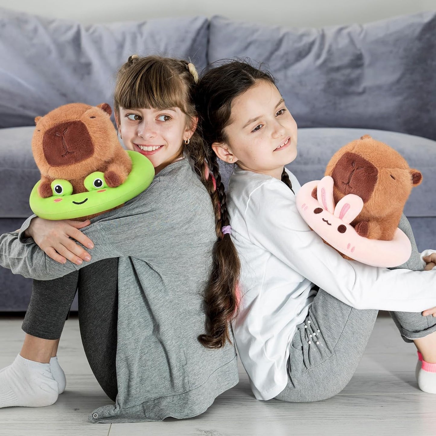 Achwishap Capybara Stuffed Animal,Soft Capybara Plush,Cute Plushies Kawaii Capybara Plush Toys,10” Plush Stuffed Toy with Bunny Swimming Circle Plushie Birthday Gifts for Kids Adults