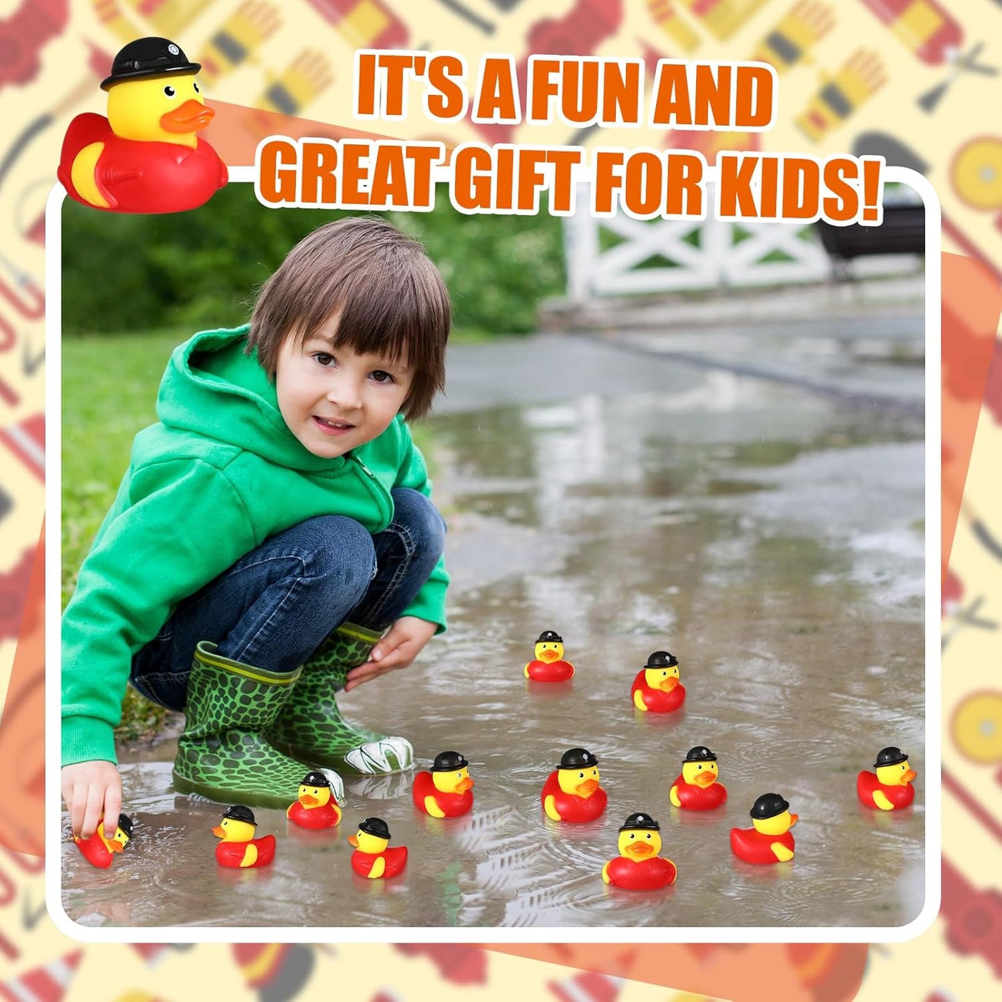 Sotiff 24 Pcs Firefighter Rubber Ducks Bulk 2 Inch Fireman Rubber Ducky for Firefighter Party Favors Birthday Party Gifts Beach Summer Bath Tub Pool Float