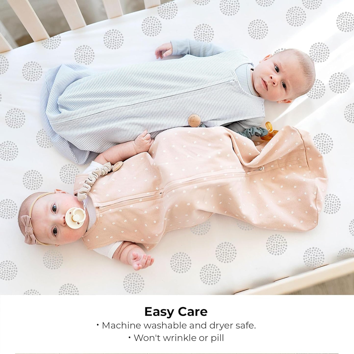 Ely's & Co. Pack N Play,Playard,Portable Crib Sheet 2-Pack Combed Jersey Cotton for Baby Boy or Baby Girl (Grey Dottie)