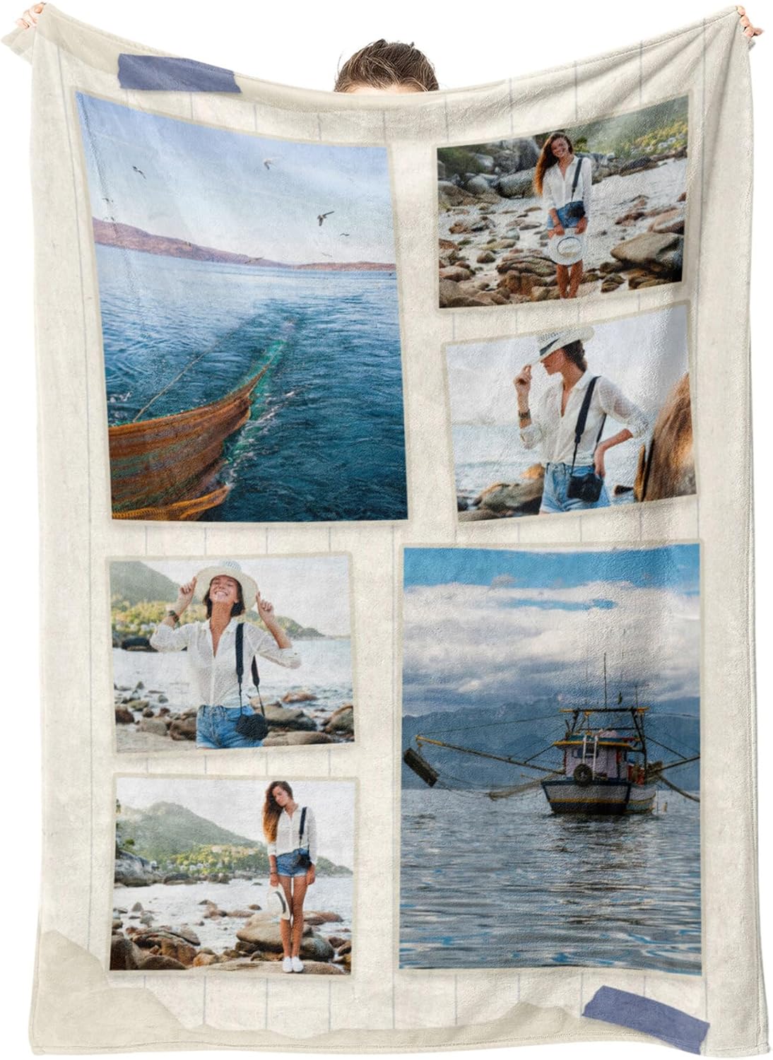 Personalized Photos Blanket Custom Flannel Blanket with Picture Text Customizable Blankets for Birthday Gift