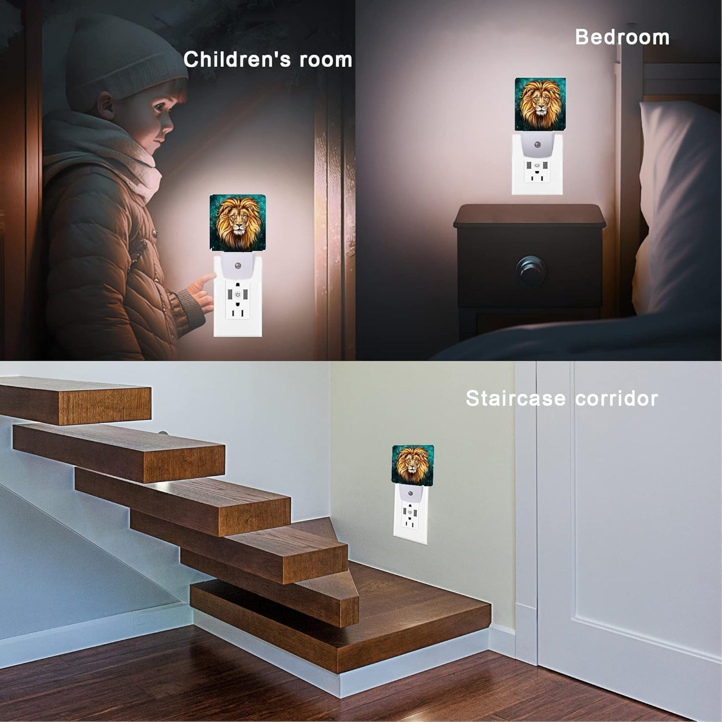 Lion Night Light,Animals Night Lights Plug into Wall Dusk to Dawn Sensor Led Lamp for Women Men,Led Lights for Stairway/Hallway/Bedroom