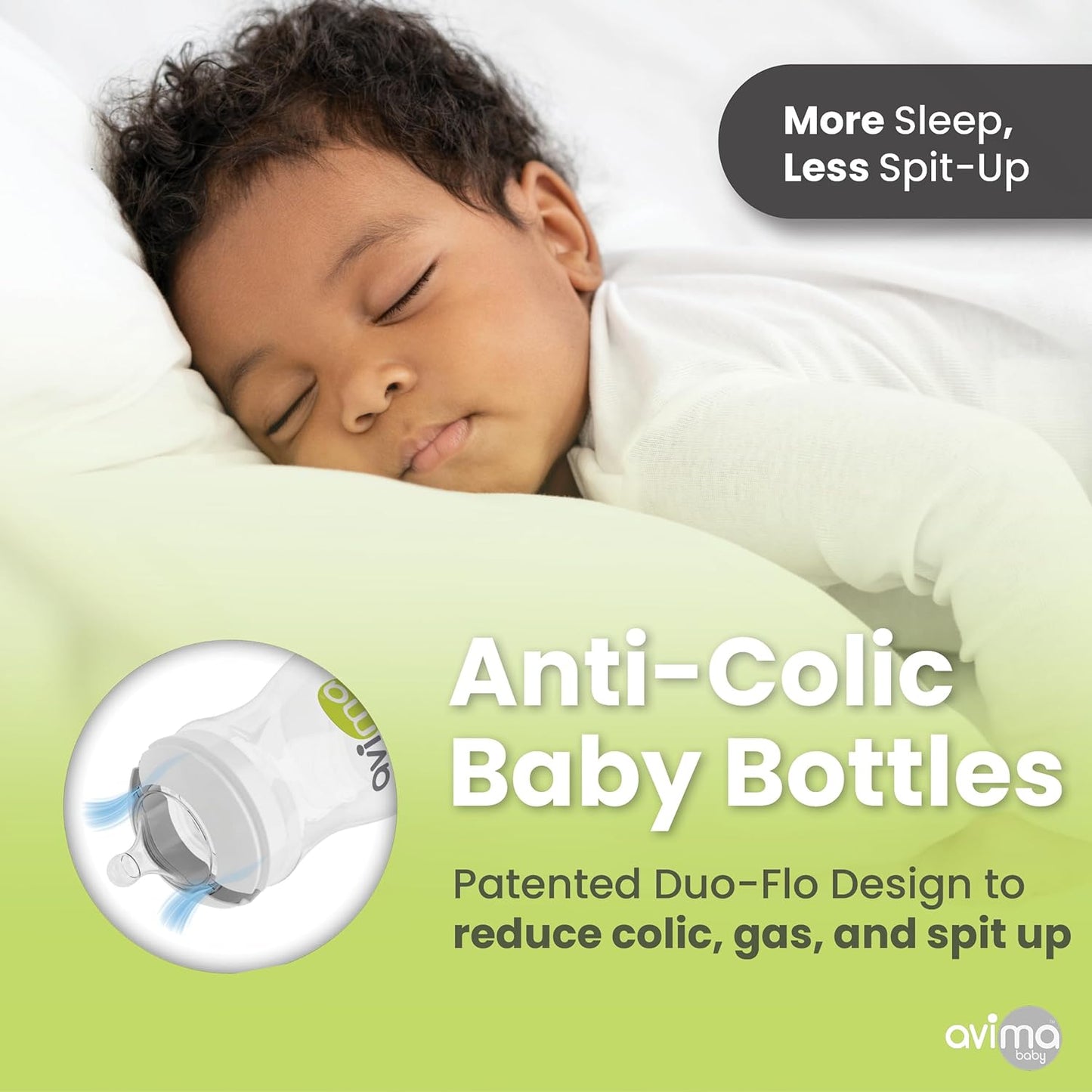 Avima 9 oz Anti Colic Baby Bottles for Breastfed Babies - Medium Flow Nipples, Wide Neck Bottle, BPA Free - 3-6 Months, Stage 2 (Set of 3) Pink Baby Bottles - Giraffes