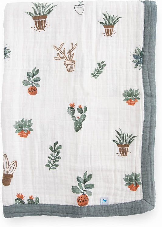 Little Unicorn Newborn Receiving Quilt | Ultra- Soft, Multi-Layered Muslin Fabric | Gift for Newborns & on-The-go (Prickle Pots)